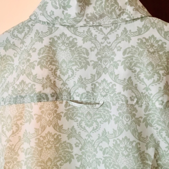 Brooks Brothers blouse green cream pattern size 12 100% cotton work office - Picture 3 of 6